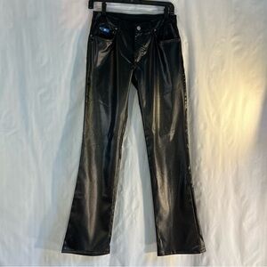 American Flavour Vintage Y2K Black Sheen Iridescent Flare Pants Made in USA 3/4